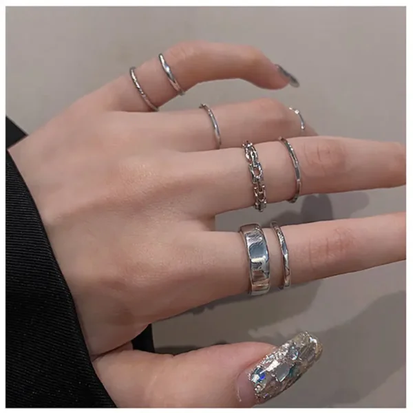 The Tide Cool Ring Set Female Korean Ring Ring Net Red Jewelry Not Fade Color Ring Cold Wind Hip Hop Index Finger Ring - Image 3