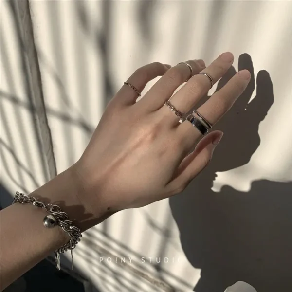 The Tide Cool Ring Set Female Korean Ring Ring Net Red Jewelry Not Fade Color Ring Cold Wind Hip Hop Index Finger Ring - Image 4