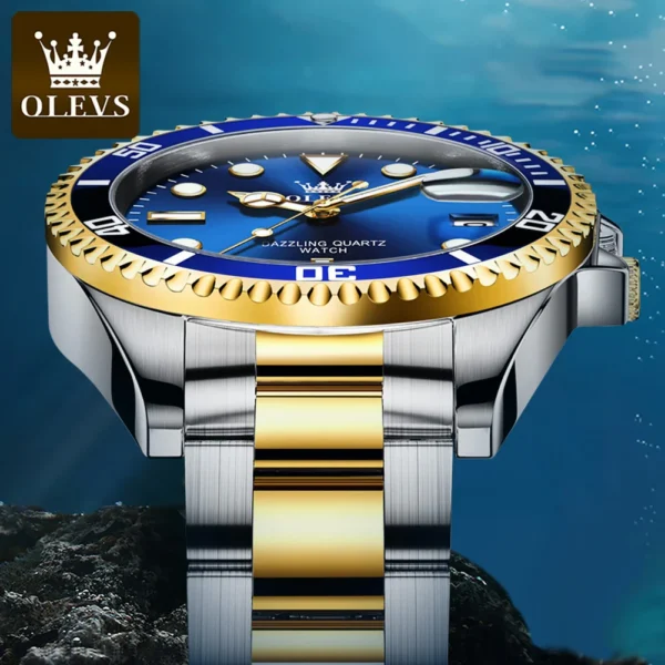 OLEVS Watches for Men with Date Luxury Big Face Waterproof Mens Wristwatch Analog Dress Two Tone Stainless Steel Man Watch - Image 4