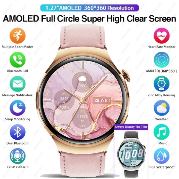 For Huawei GT4 Mini Smart Watch Women 360*360 AMOLED HD Screen NFC IP68 Waterproof Heart Rate Health Monitor Smartwatch 2024 New - Image 3