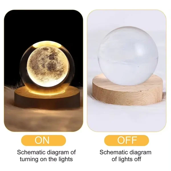 USB Night Light LED Crystal Ball Table Lamp 3D Moon Planet Galaxy Decor for Home Table Lamp Party Toys for Kids Adult Xmas Gift - Image 3