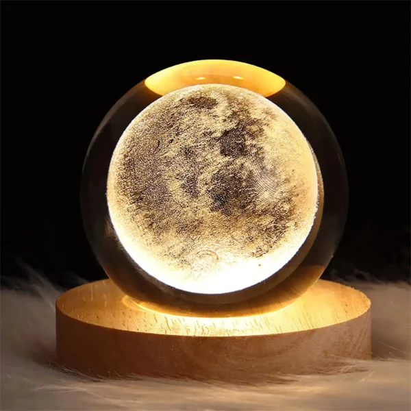 USB Night Light LED Crystal Ball Table Lamp 3D Moon Planet Galaxy Decor for Home Table Lamp Party Toys for Kids Adult Xmas Gift - Image 5