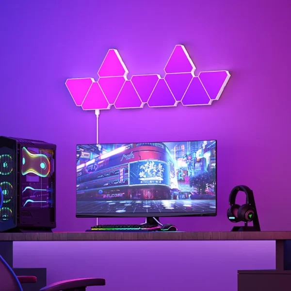 LED Triangular Quantum Lamp RGB Wall Lamp Smart Pickup Rhythm Background Light For Bedroom Bedside Night Light Office Decoration - Image 3