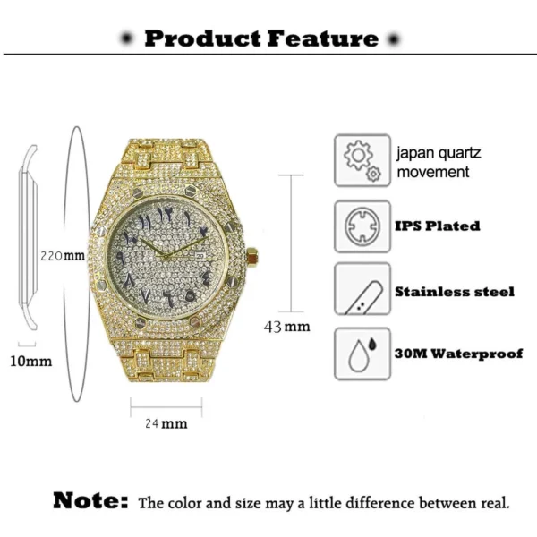 Luxury Fashion Watch For Men Hip Hop Brand MISSFOX Iced Diamond Waterproof Dress AAA Quartz Wristwatch Man Reloj Hombre 2023 Hot - Image 3