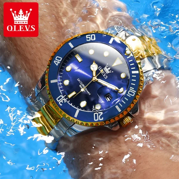 OLEVS Watches for Men with Date Luxury Big Face Waterproof Mens Wristwatch Analog Dress Two Tone Stainless Steel Man Watch - Image 3