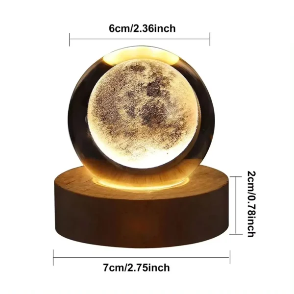 USB Night Light LED Crystal Ball Table Lamp 3D Moon Planet Galaxy Decor for Home Table Lamp Party Toys for Kids Adult Xmas Gift - Image 6