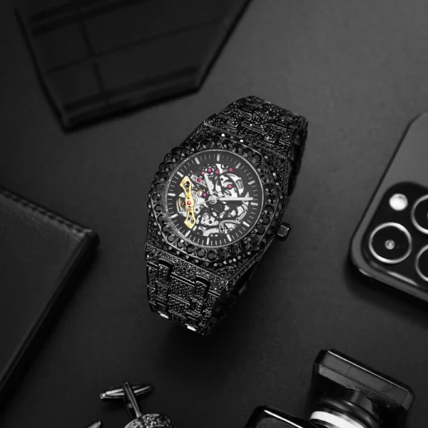 Luxury Men Automatic Wristwatch Top Brand Mechanical Skeleton Original Colorfull Diamond Watch Waterproof Clock Relogio Masculin - Image 2