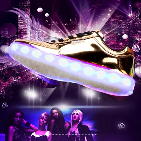 Hot Sale Golden Glitter Men's Skateboard Shoes Shiny Mirror Designer Trainers Women Shoes Luminous Hip Hop Luxury Sneakers Men