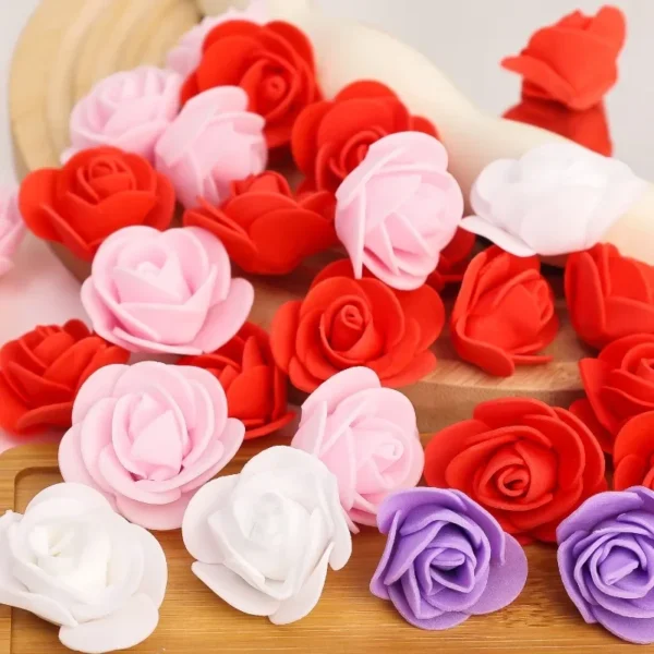 100PCS Artificial Rose Flower Heads, Real Looking Foam Roses for DIY Wedding Baby Shower Centerpieces Party Home Decorations - Image 3