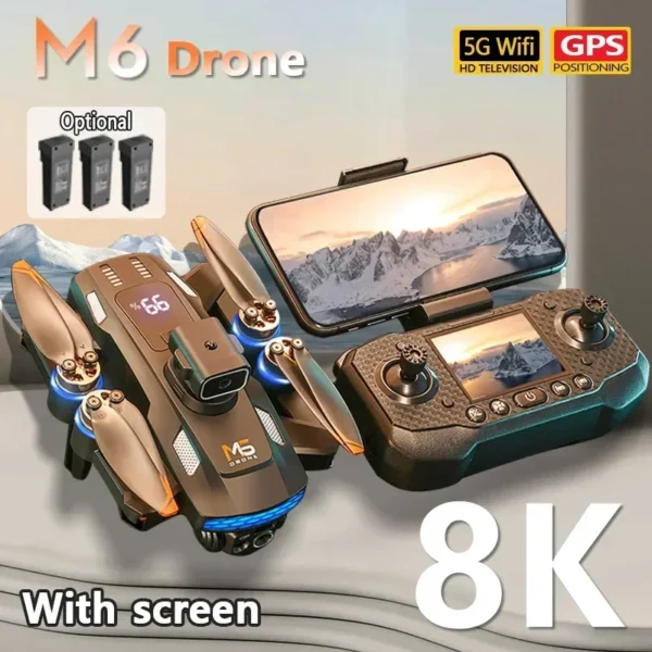 For Xiaomi M6 Drone Professional 8K Camera Drone 5G WIFI FPV UAV With screen remote control RC Dron avoidance Aerial Quadcopter