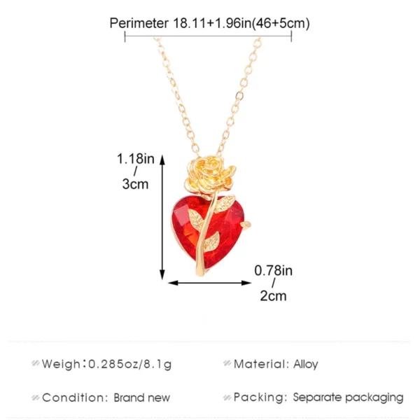 Dark Red Crystal Rose Flower Pendant Necklace for Women Men Gothic Punk Zircon Love Heart Chokers Neck Jewelry Personalized Gift - Image 4