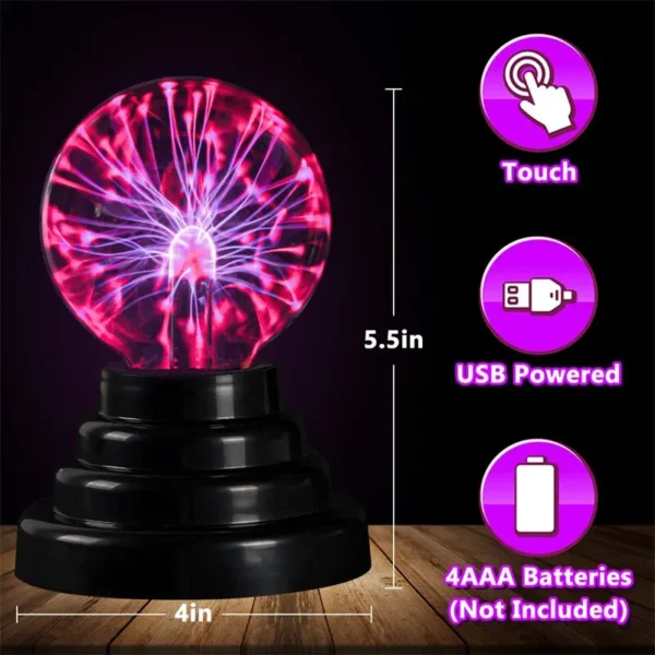 3 Inch Magic Plasma Ball Lamp Touch Sensitive Atmosphere Night Light Novelty Lamp Kids Birthday Christmas Gift - Image 2