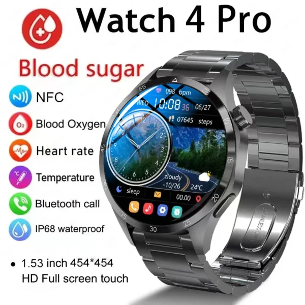 2024 For Android GT4 Pro GPS NFC Smart Watch Men 360*360 AMOLED Screen Heart rate Bluetooth Call IP68 Waterproof Man Smartwatch