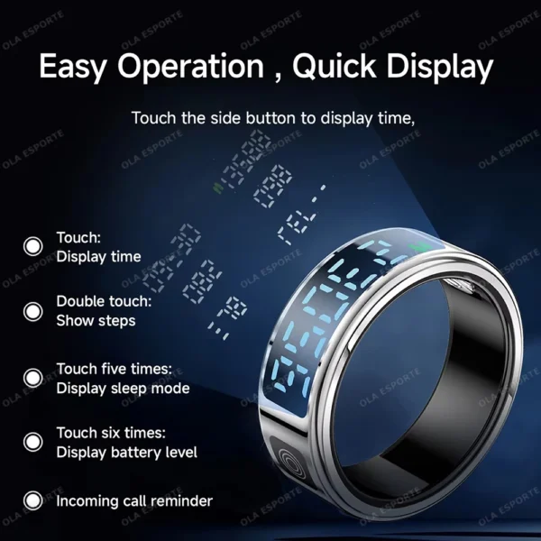 New Display Screen Smart Ring For Xiaomi Samsung Ring Gesture Swipe Video/Brush Tiktok Health Monitor 5ATM Waterproof Smartring - Image 6