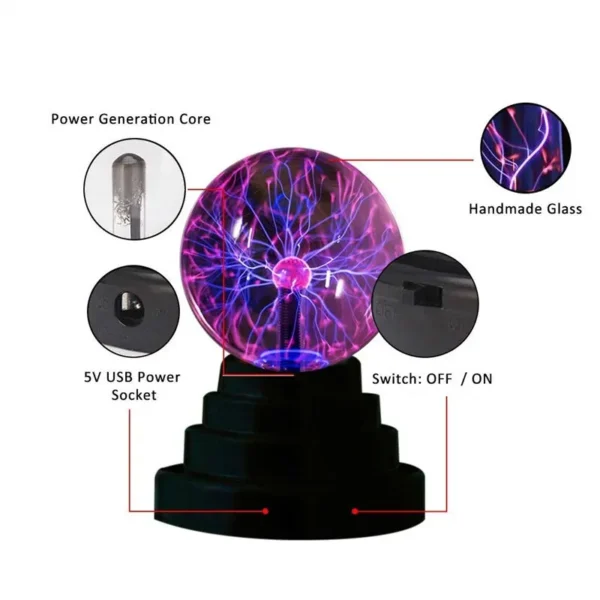 3 Inch Magic Plasma Ball Lamp Touch Sensitive Atmosphere Night Light Novelty Lamp Kids Birthday Christmas Gift - Image 4