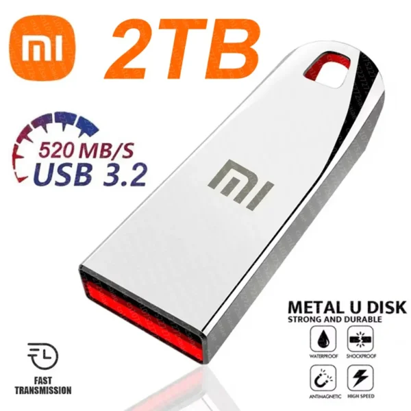 Xiaomi 2TB Metal Flash Drives USB3.2 Super High Speed Transfer PenDrive 1TB Portable Usb Drive Waterproof Memoria Usb Flash Disk