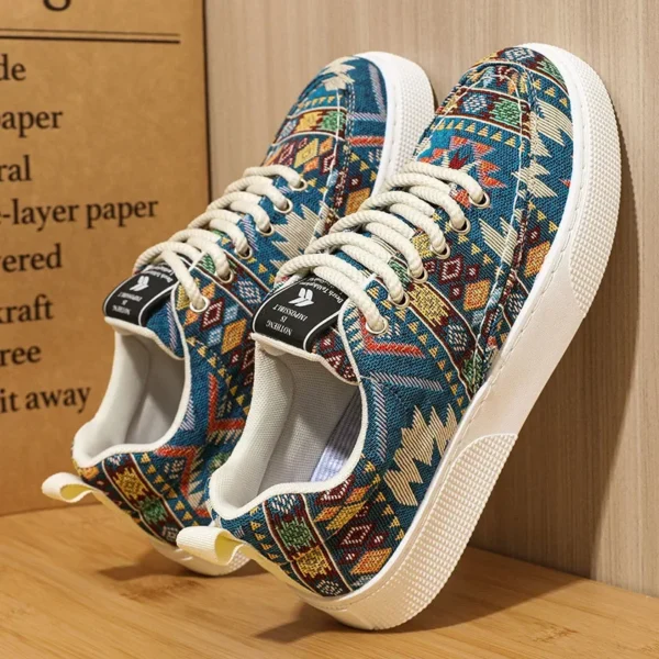 Canvas Casual Shoes for Men Versatile Trendy Men's Skateboard Shoes Fashionable Color Block Running Sneakers Walking Flats - Image 2