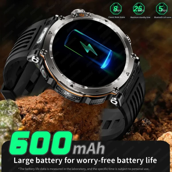 5ATM Waterproof Smart Watch Men 600mAh Outdoor SmartWatch GPS Compass Heart rate LED Flashlight Bluetooth Call Sports Smartwatch - Image 5