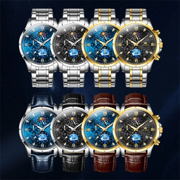 OLEVS 9807 Men's Watches Original Quartz Watch for Man Multifuncion Chronograph Stainless SteelWaterproof Luminous Reloj Hombre - Image 6