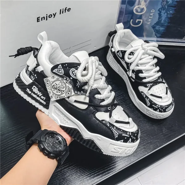 Platform Men's Sneakers Fashion Men Casual Shoes Autumn Designer Breathable Running Men Shoe Personality Lace Up Tenis Masculino