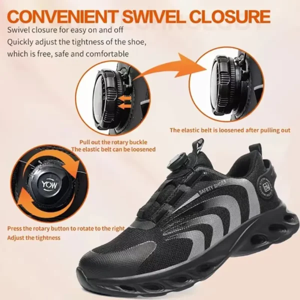 Rotary Buckle Work Sneakers Protective Shoes Lightweight Safety Shoes Puncture-Proof Anti-smash Steel Toe Shoes Work Boots Men - Image 6