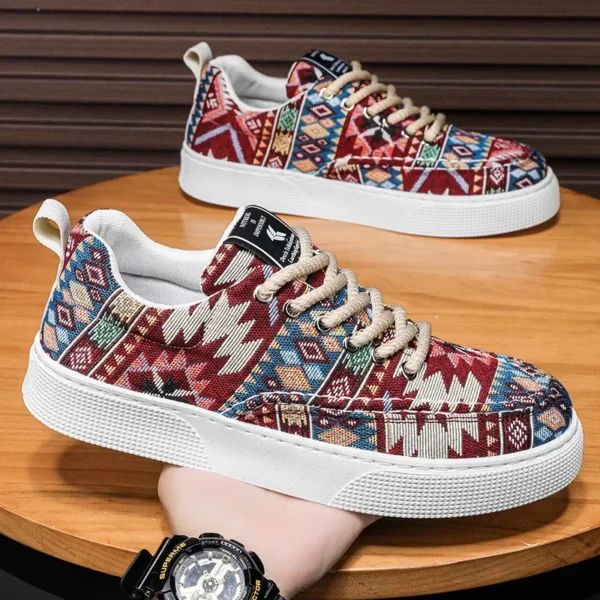 Canvas Casual Shoes for Men Versatile Trendy Men's Skateboard Shoes Fashionable Color Block Running Sneakers Walking Flats - Image 3