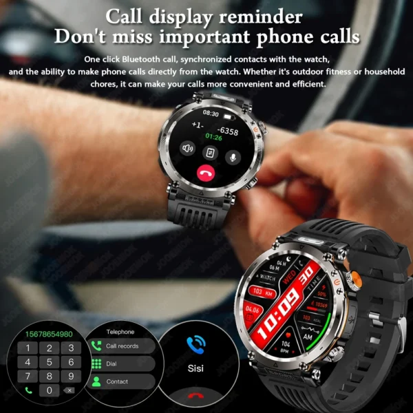 5ATM Waterproof Smart Watch Men 600mAh Outdoor SmartWatch GPS Compass Heart rate LED Flashlight Bluetooth Call Sports Smartwatch - Image 6