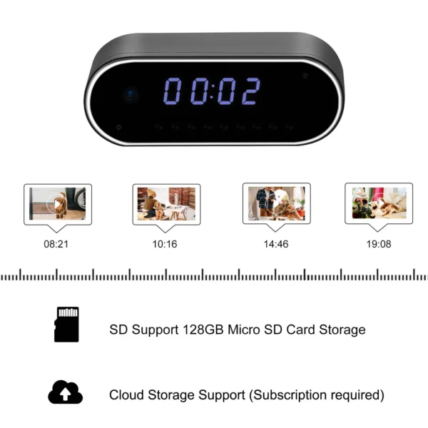 Wireless Alarm Clock WiFi HD 1080P Camera 4K Micro Mobile Phone Remote Monitoring Home Security Electronic Clock Infrared Night - Image 5